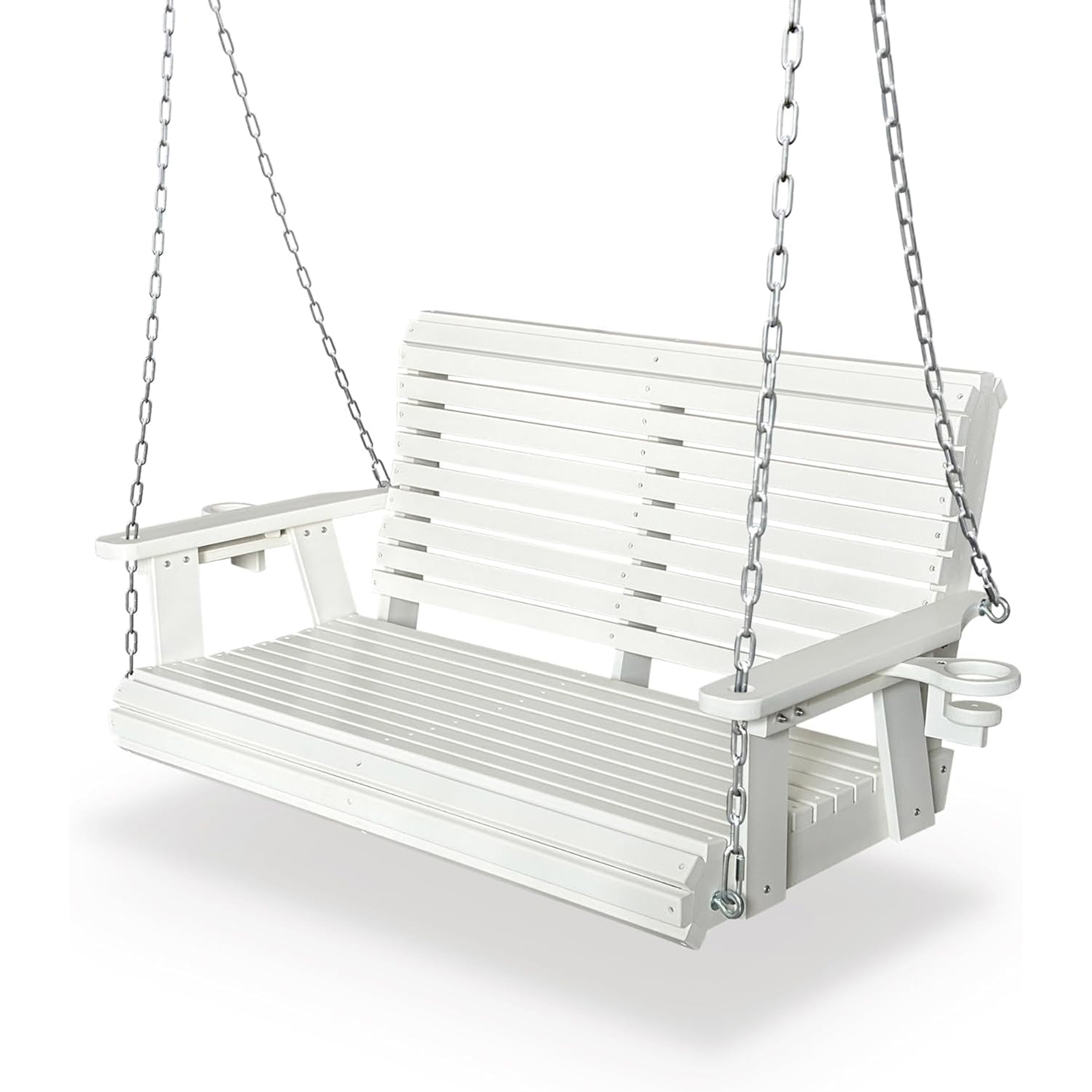 HDPE White Porch Swing with cup holder - 4FT