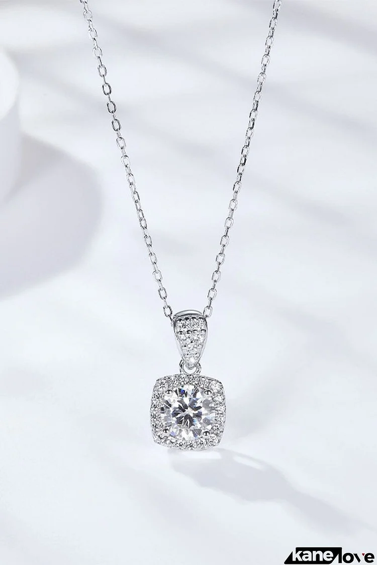 1 Carat Moissanite Square Pendant Necklace