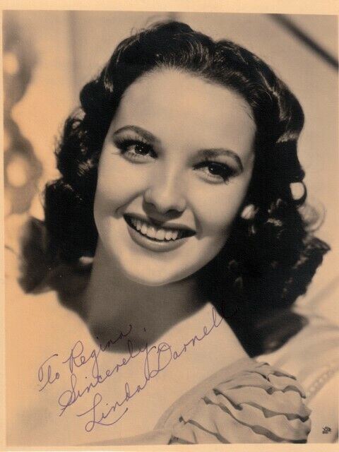 Linda DARNELL? just 41 1940s Leading Lady (Forever Amber) Sepia Signed 7x5+ pic