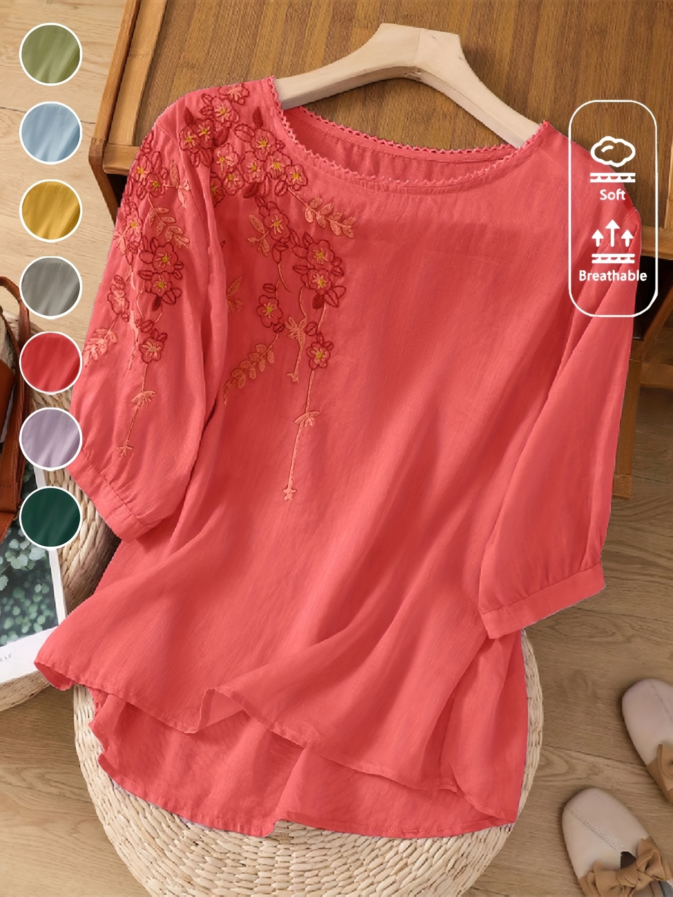 Lightweight Floral V-Neck Blouse | Women's Breathable Loose Fit Casual Shirt For Spring/Summer - Vibrant Yellow With White Floral Design | IFYHOME