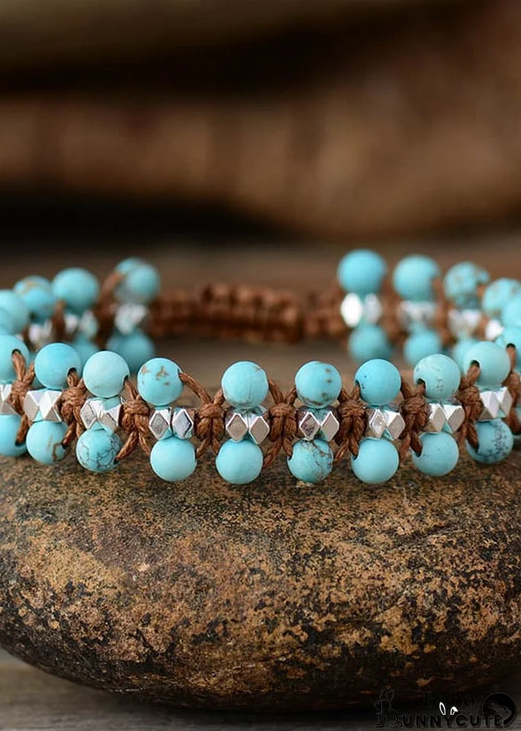 Boho Bracelet, Friendship Bracelet, Pink Rhodonite and Blue Amazonite