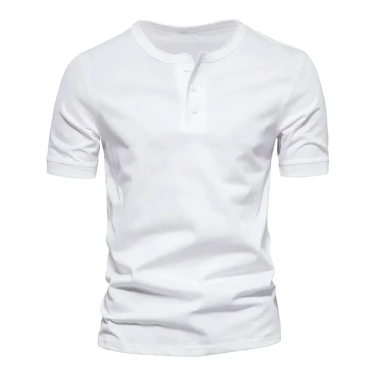 PASUXI Wholesale Men's Round Neck Short Sleeve Henley Shirt  Slim Fit Sportswear for Youth Export huanwei