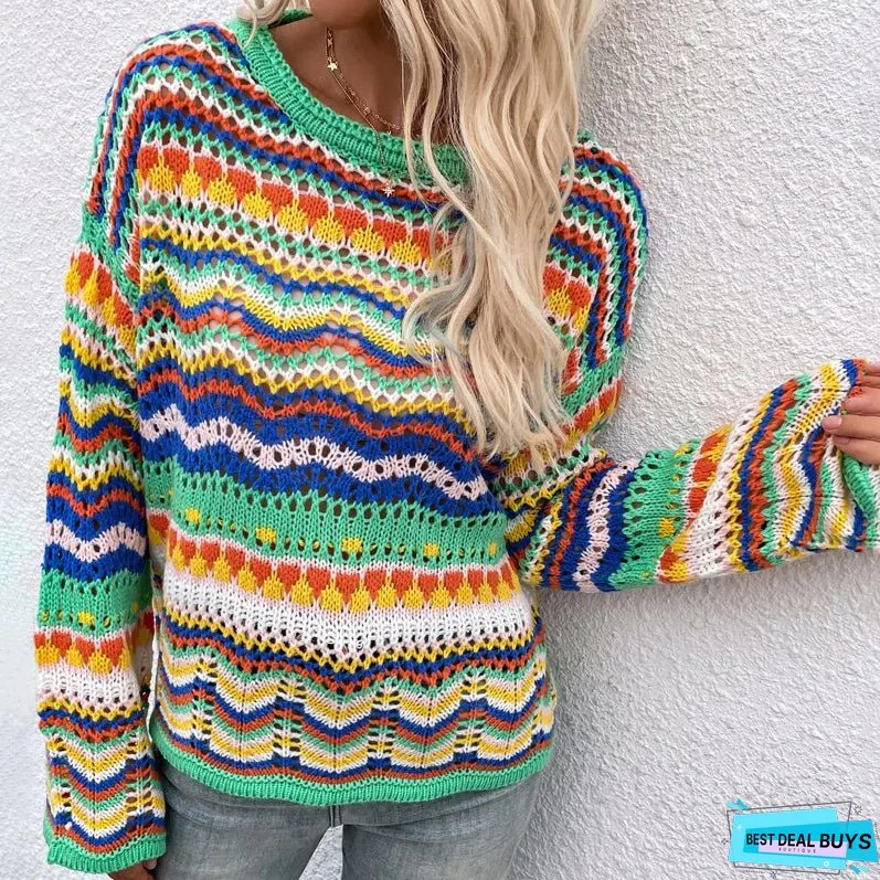 Colourful Striped Knit Sweater