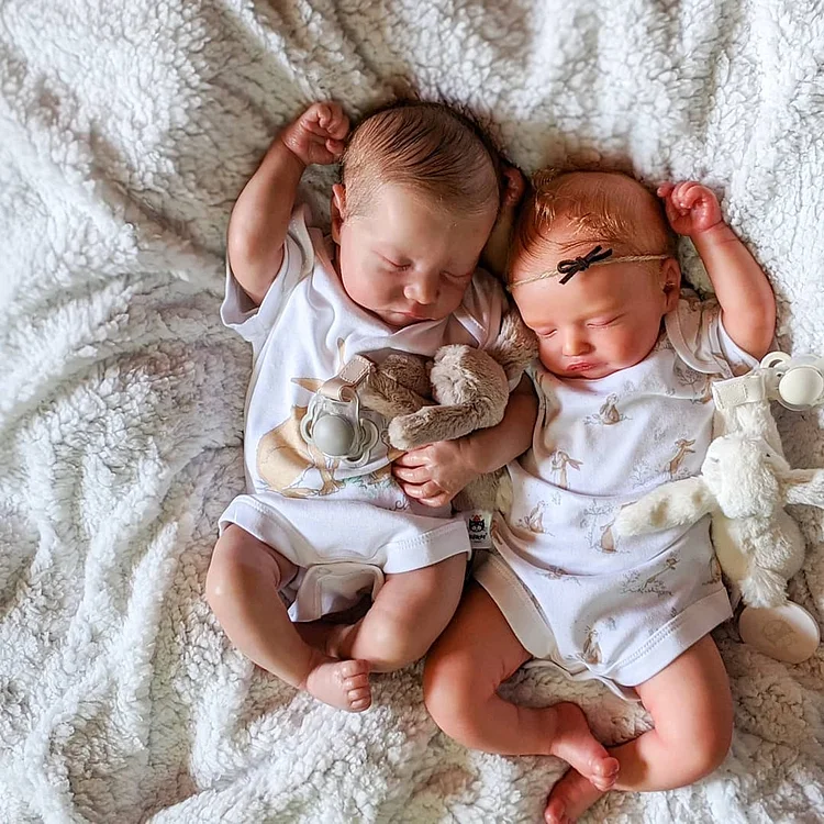 [Baby Twins] 20" Truly Lifelike Reborn Baby Doll Sisters Kaylie and Nathalie with “Heartbeat” and Sound Rebornartdoll® RSAW-Rebornartdoll®