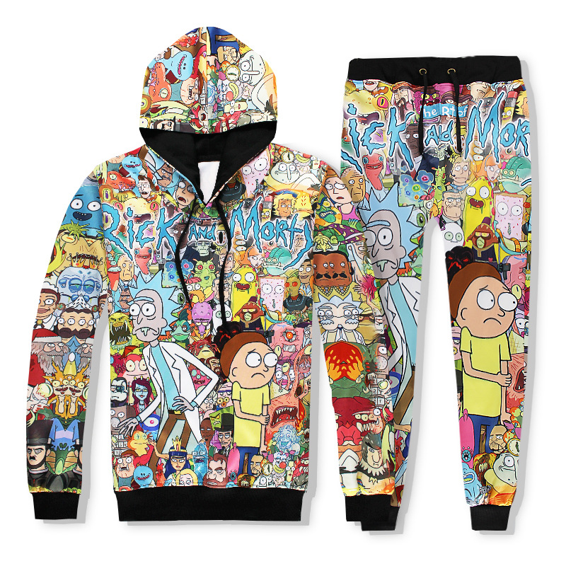 Rick and Morty Sweatshirt Hoodie + Sweatpants Tracksuit 2 Piece Sets