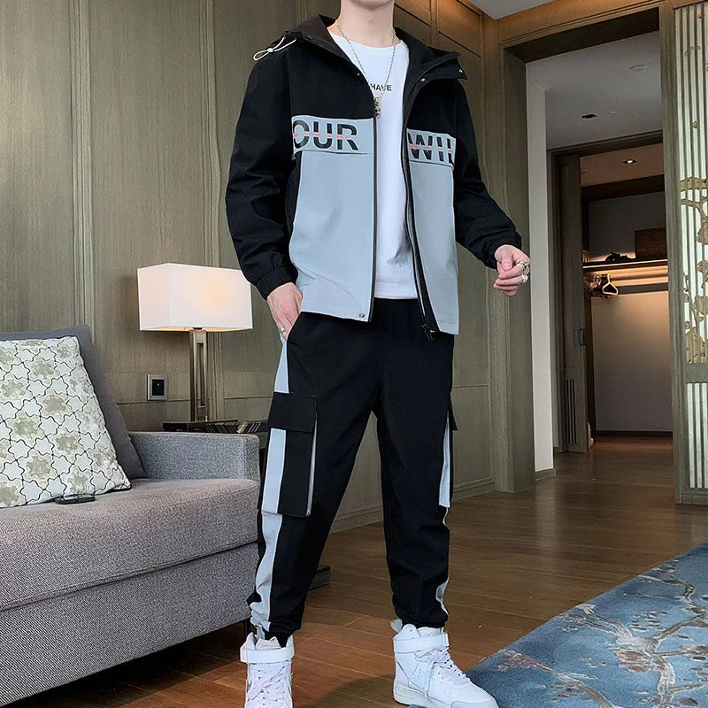 Men Tracksuit 2021 Clothes 2 Pcs Set Jackets and Pants Set Man Hip Hop Streetwear Clothing Jogging Suit Men Sweatsuit