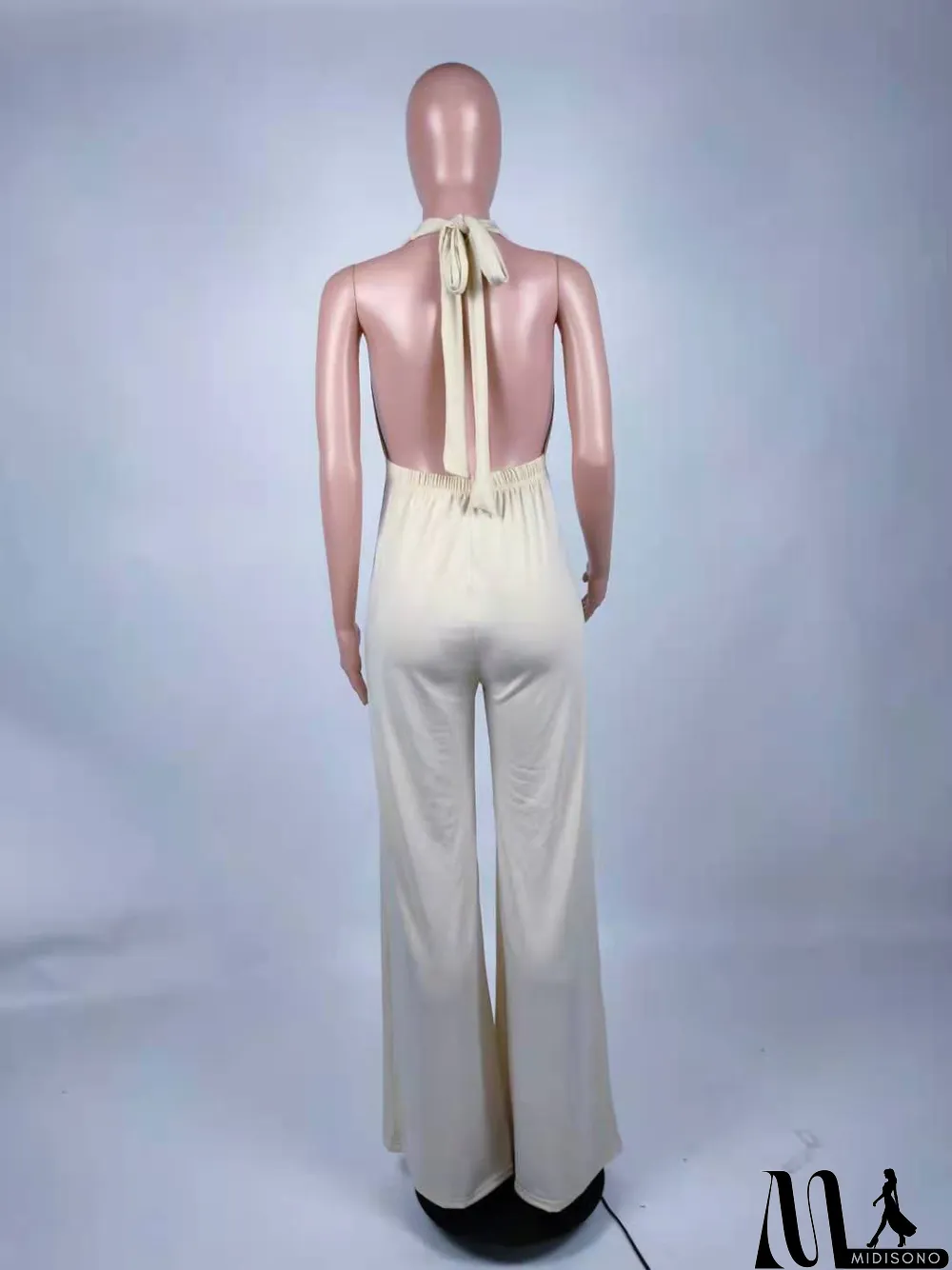 MidiSono - Women's Deep V Strap Low Back Jumpsuit