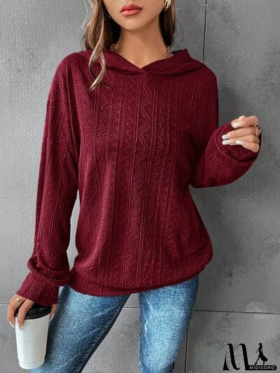 MidiSono - Textured Dropped Shoulder Hoodie
