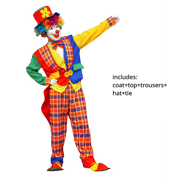 Funny Circus Clown Unisex Colorful Suit Set Team Group Outfits Cosplay Costume Carnival Suit