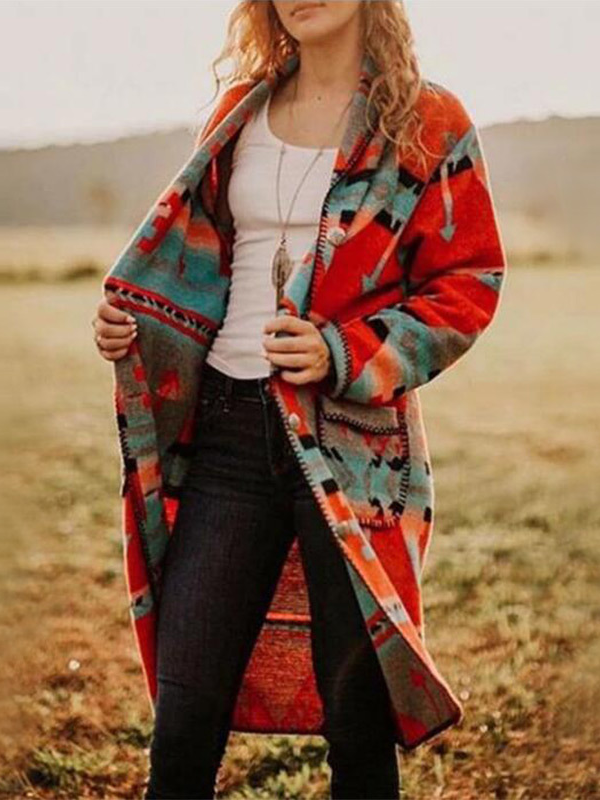 Printed Coat with Long Sleeves