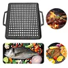 29CM Cast Iron Grill Net Double-Sided Square Baking Tray Hollow Out Grill Pan