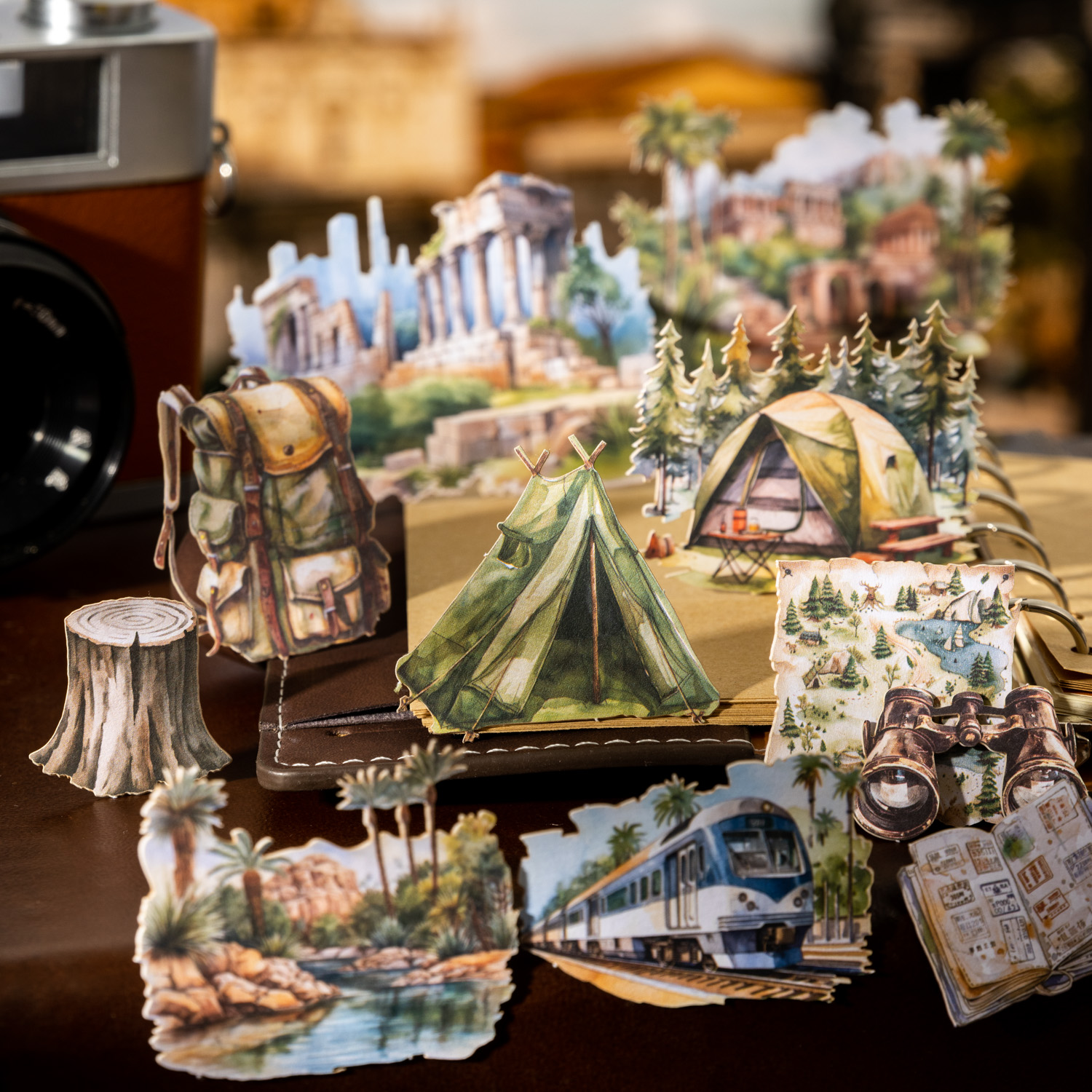 스티커 - 여행 특집 박스 시리즈 빈티지 도시 풍경