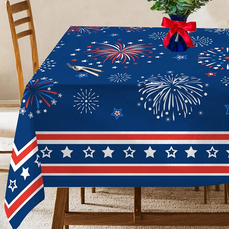 4th of July Tablecloth Patriotic Rectangle Tablecloth Holiday Decorations Independence Day Waterproof Tablecloths Table Decor