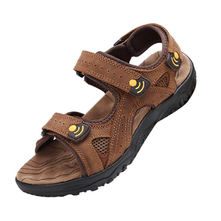 Cowhide Leather Men's Beach Sandals Fisherman Breathable Sport Casual Shoes-109851