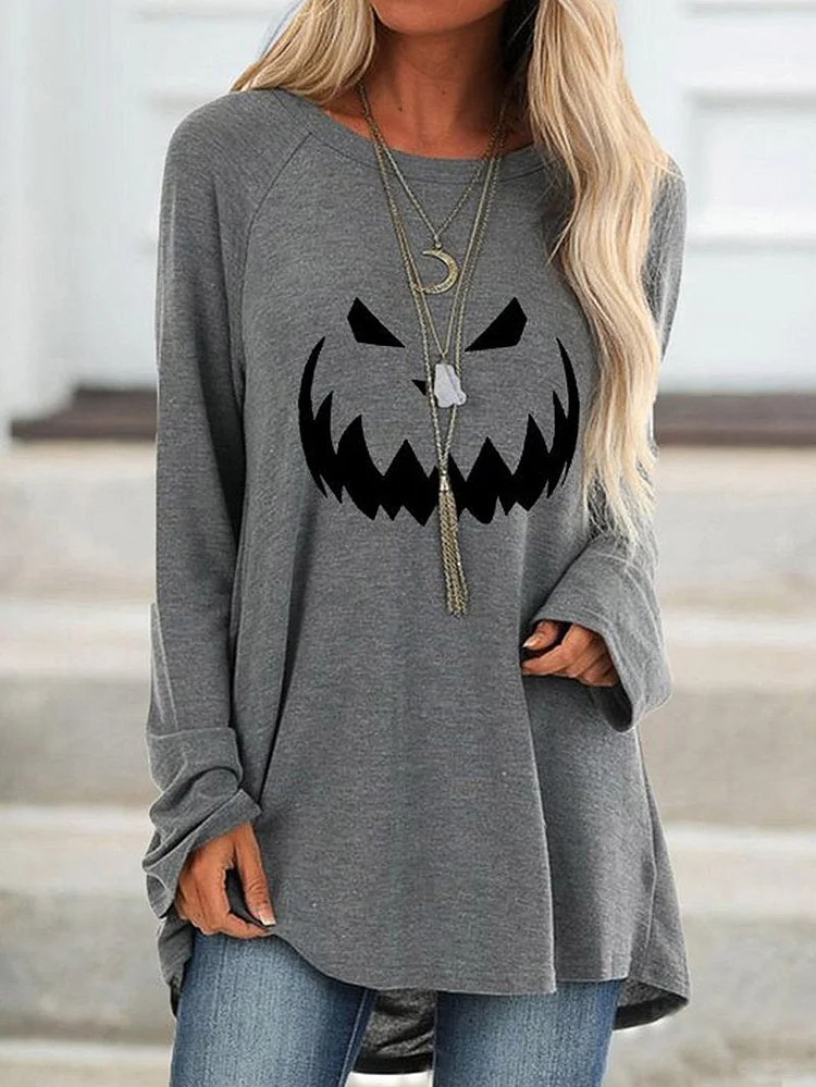 Halloween Sweatshirt Women's Long Sleeve Cartoon Street Style Round Neck Sweatshirt