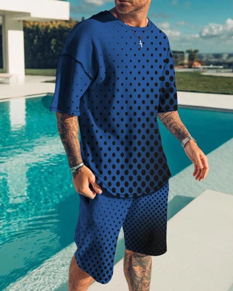 Men's Casual Print  Short Sleeve Suits-061407