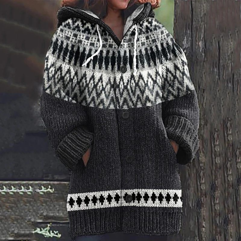 Vintage Merino Island Knit Jacquard Warmth Print Women's Sweater
