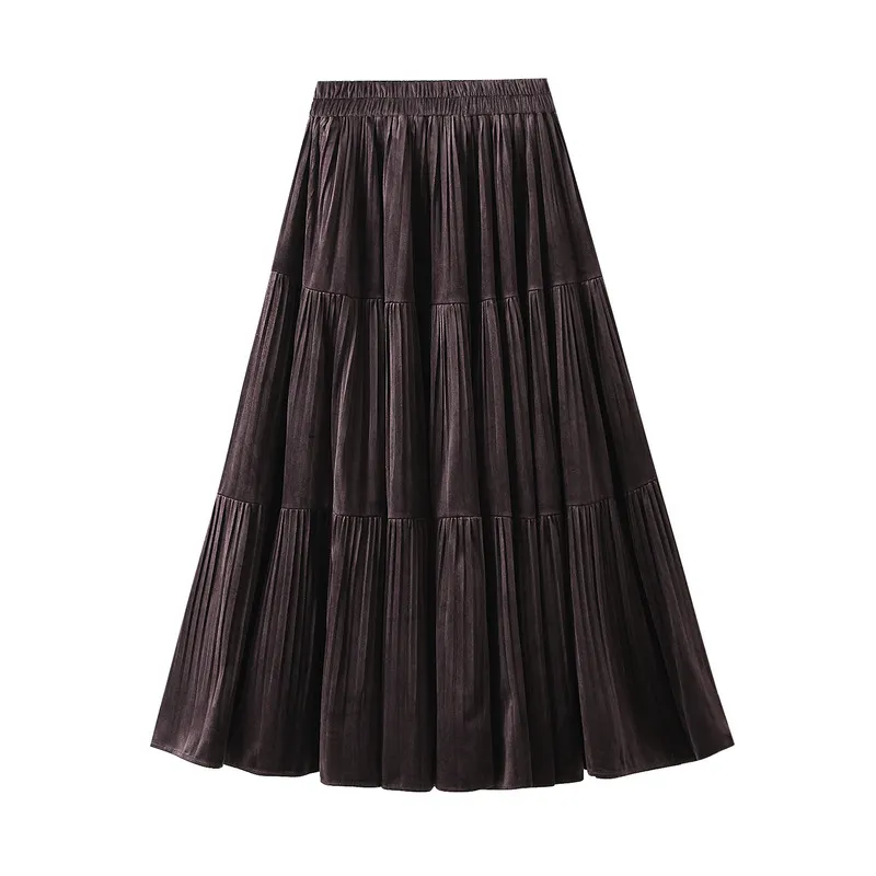 Nigikala Nigikala Hundred Folded Skirt Women Autumn And Winter Loose High Waist Thin Shaded A Word Umbrella Skirt Long Swing 8961