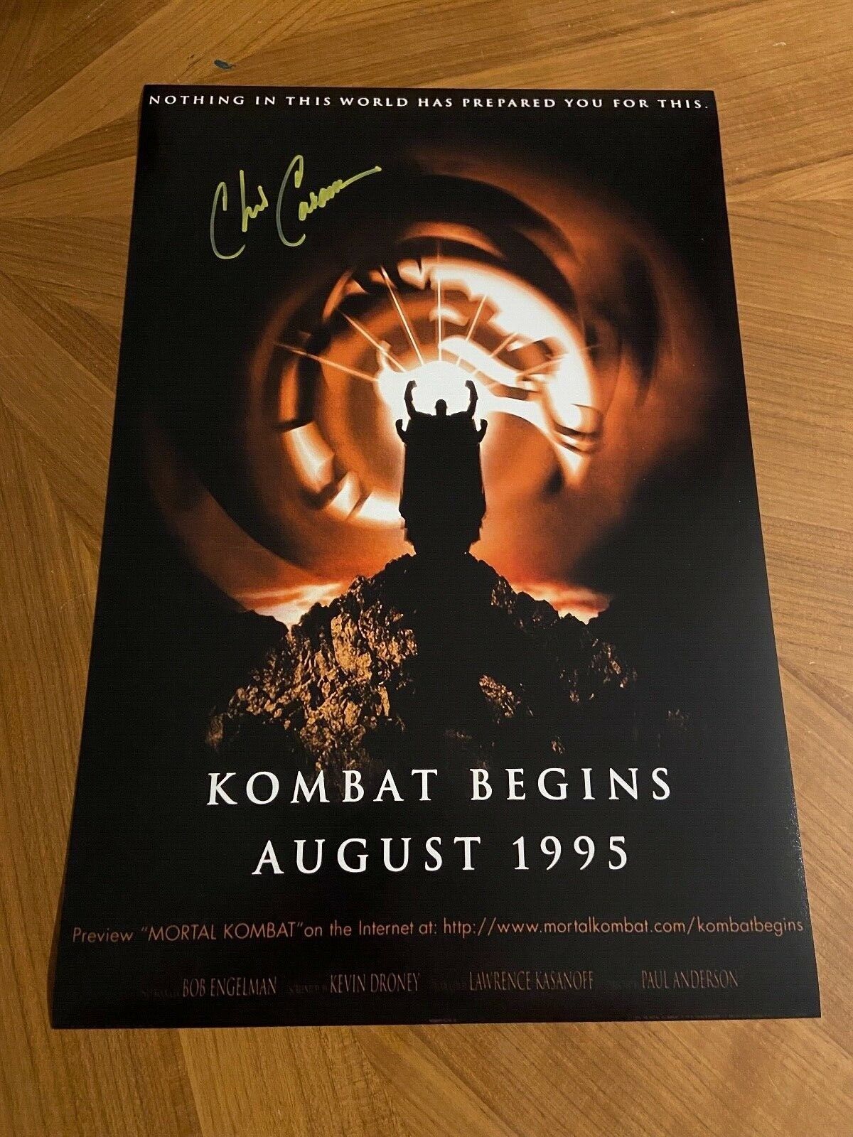 * CHRIS CASAMASSA * signed 12x18 poster * MORTAL KOMBAT * SCORPION * PROOF 3