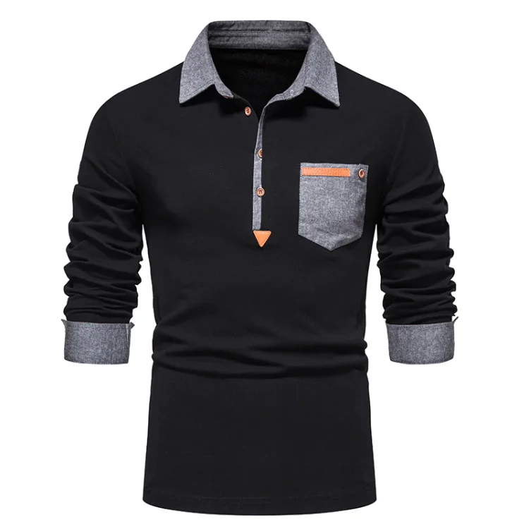 Men's Longsleeves Polo Shirts European Polo Collar Shirts