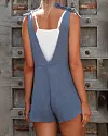 Denim Overalls Jumpers Elastic Waist Dungarees Pockets Rompers Shorts Jumpsuits