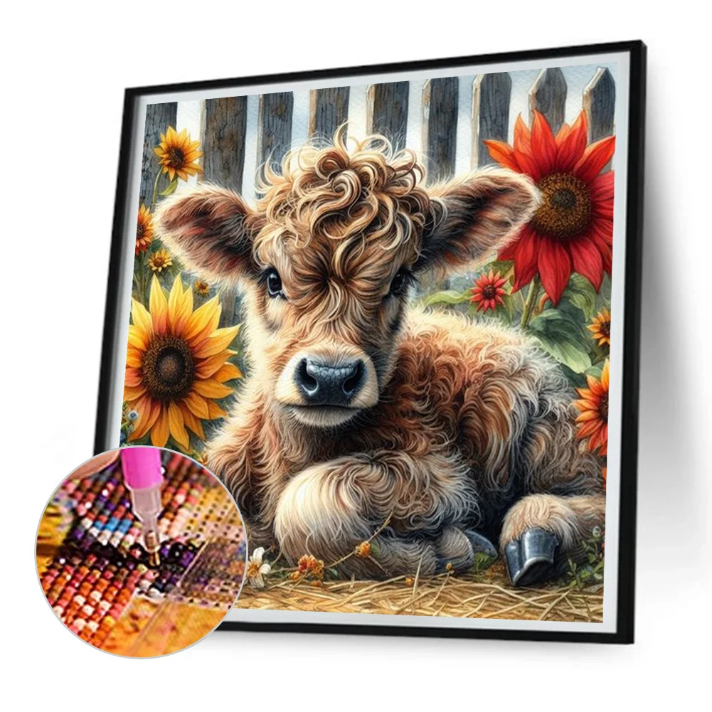 Diamond Painting - Full Round Drill - Highland Cattle(Canvas|30*30cm)