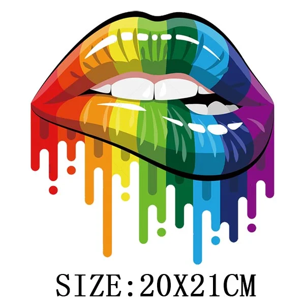 Beautiful Lip Thermal Stickers On T-shirt DIY Washable Patches On Clothes Sex Design  Iron On Transfers On Hoodies Bag Appliqued