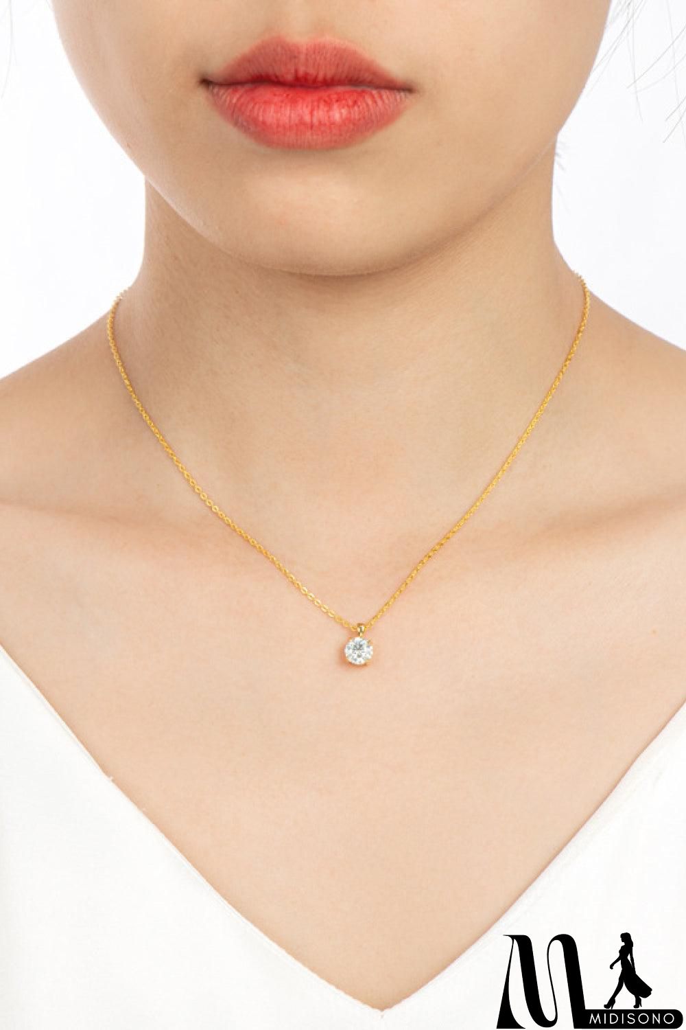 MidiSono - 925 Sterling Silver 1 Carat Moissanite Chain-Link Necklace