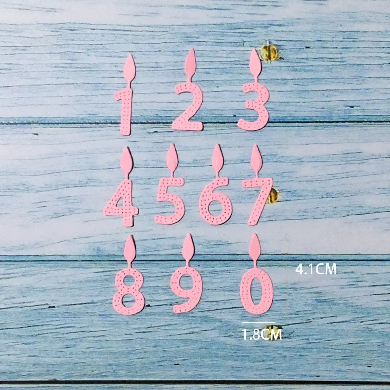 Metal Cutting Dies 0-9 Birthday Candle Numbers Dies Stencil Scrapbook DIY Paper Cards Embossing Handmade Gift for Birthday Party