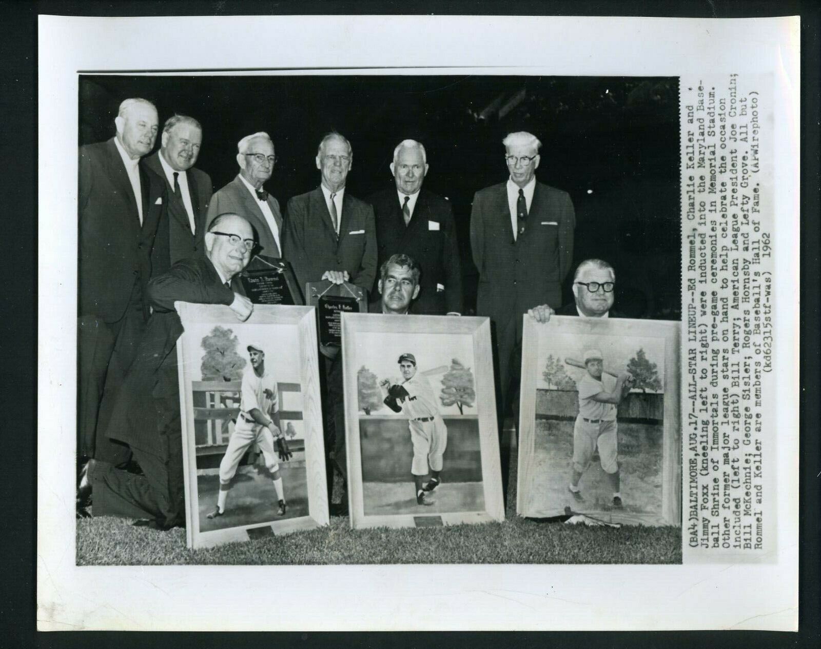 1962 Maryland Baseball Shrine Immortals Press Photo Poster painting Ed Rommel Keller Jimmie Foxx