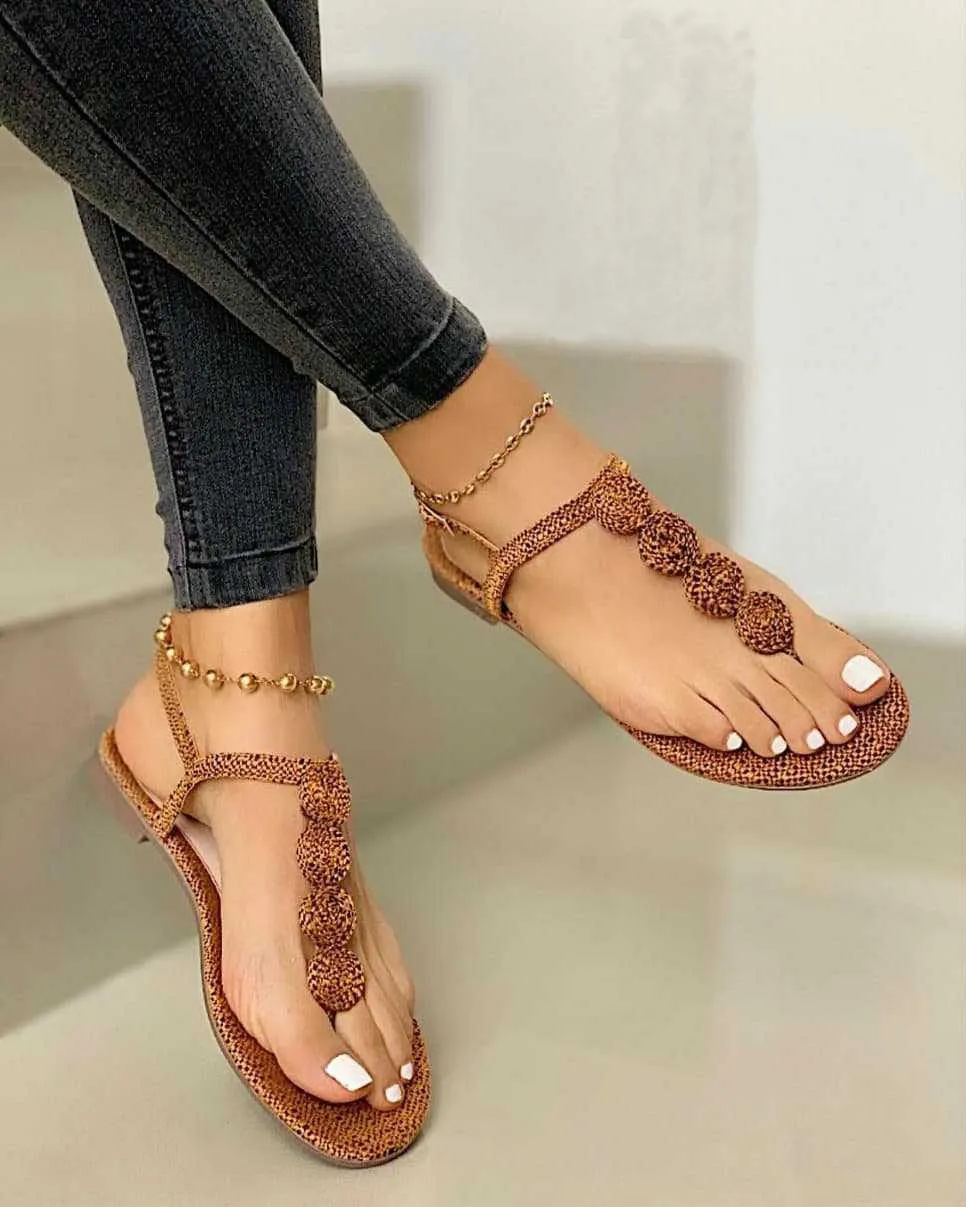 2020 Summer Gladiator Women Flat Sandals Open Toe Casual Beach Ladies Shoes Bohemian Buckle Strap Roman Sandals Flip Flops