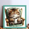 Cat Drinking Coffee-11CT Stamped Cross Stitch 40*40cm/15.75*15.75in