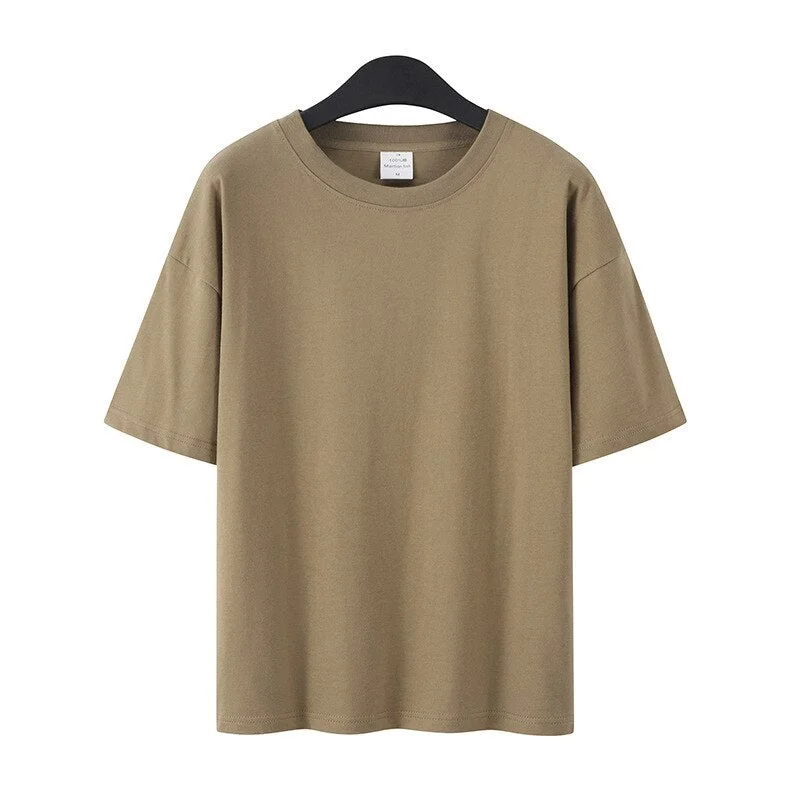 Summer T-Shirts Women Short Sleeve Lovers T shirt 100% Cotton Loose Lady Tops Tees Casual Solid Color White