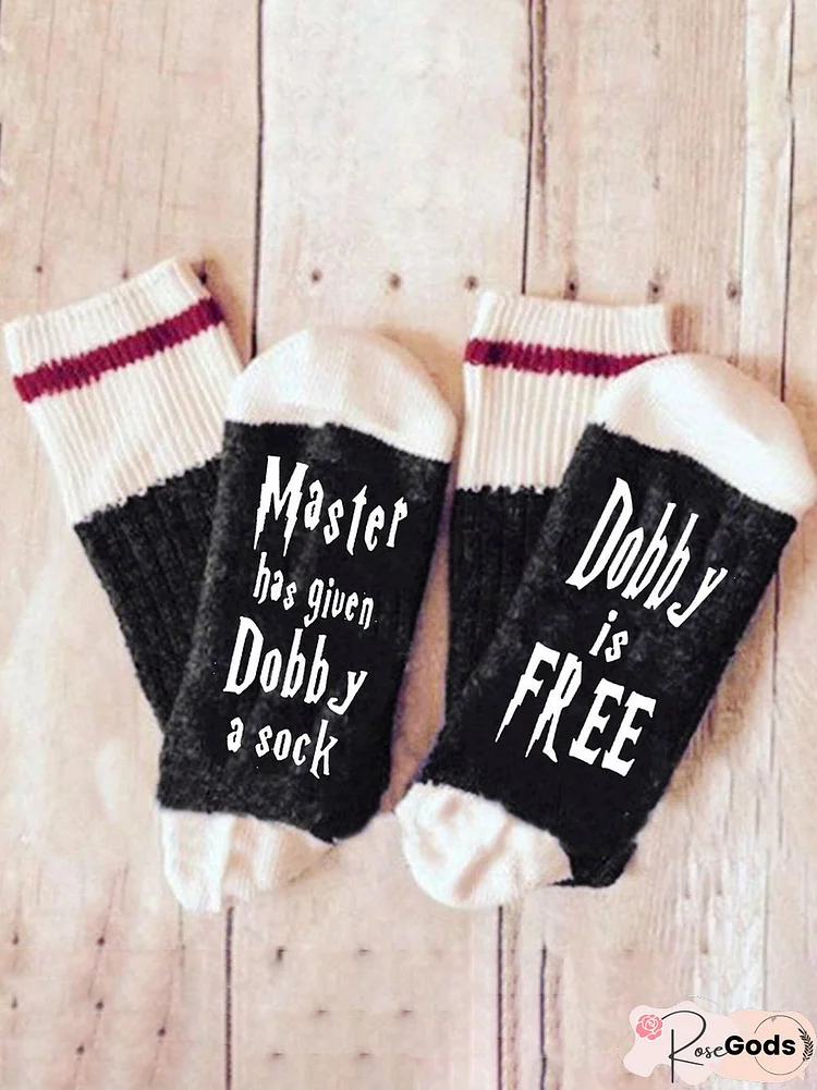 Women's Master Has Given Dobby A Socks Cotton Letter Socks