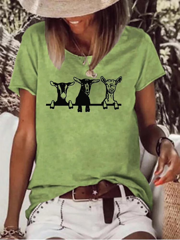 Funny farm goat Raw Hem Tee