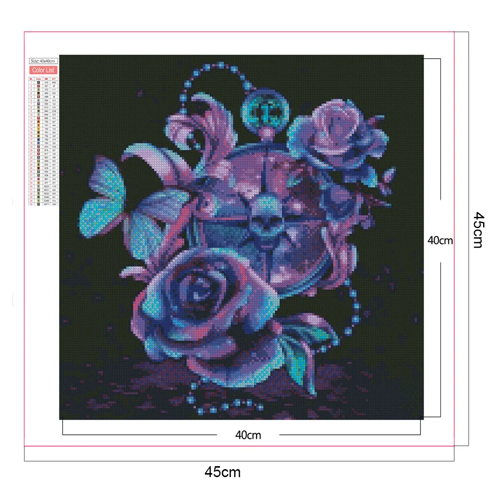 5D DIY Diamond Painting Kits Full Square Drill Skull Purple Rose Mosaic Picture