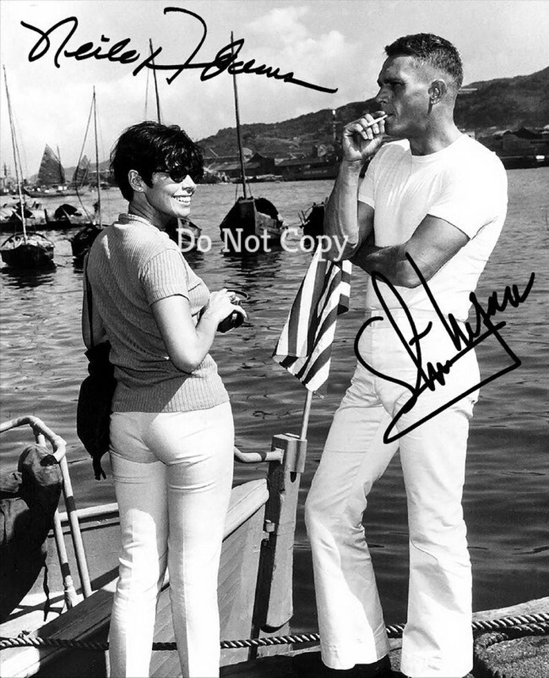 Steve Mcqueen & Wife Neile Adams Signed Photo Poster painting 8X10 rp Autographed Picture