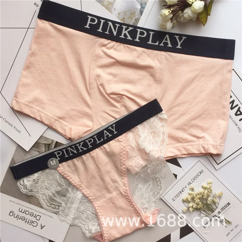 New Style Men's  Women Underwear Sexy Lace Panties Women Low Waist Pure Color Briefs Male Comfort Boxers Fashion Lovers Panties