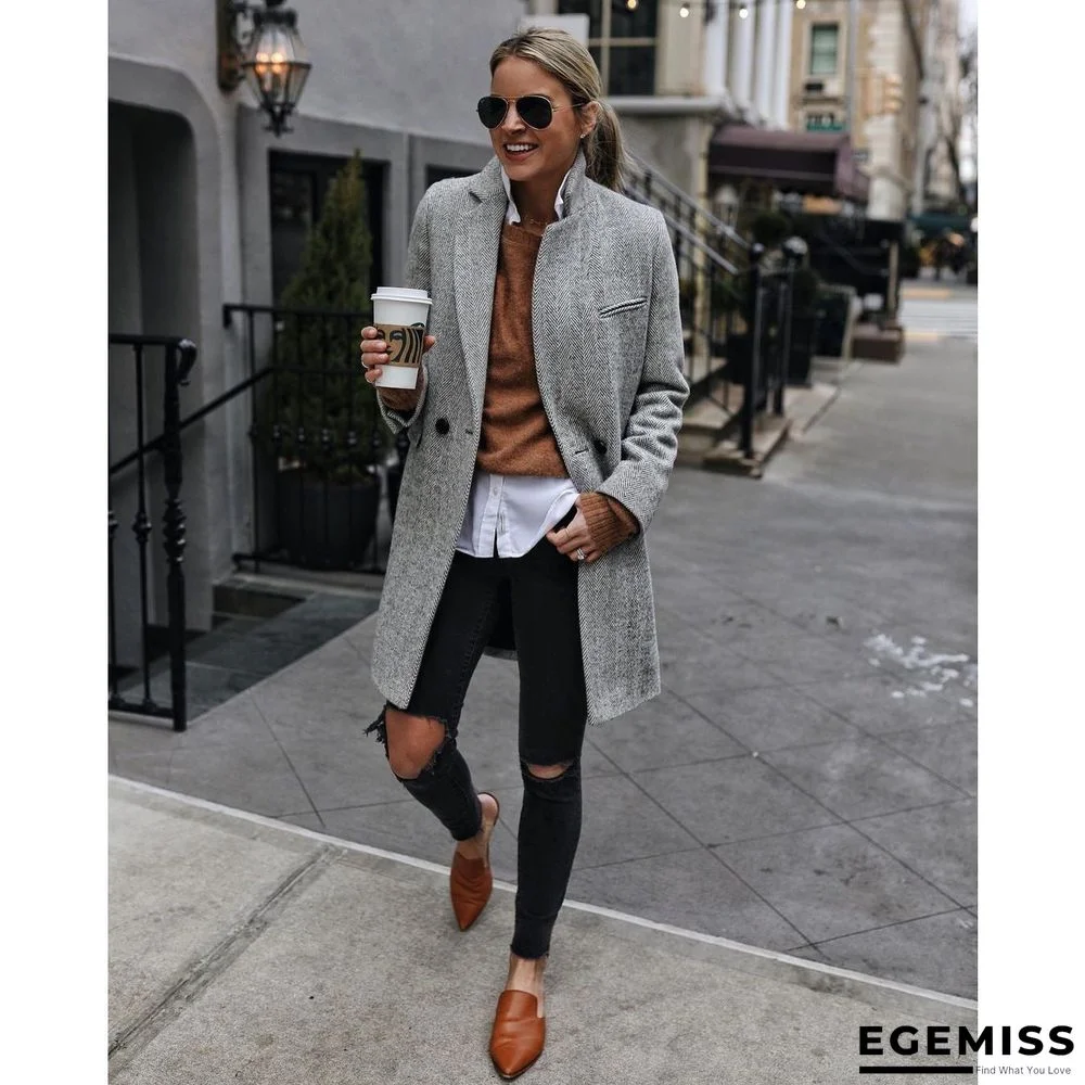 Autumn and Winter Casual Women's Coat Ins Loose Commuter Multicolor Coat | EGEMISS