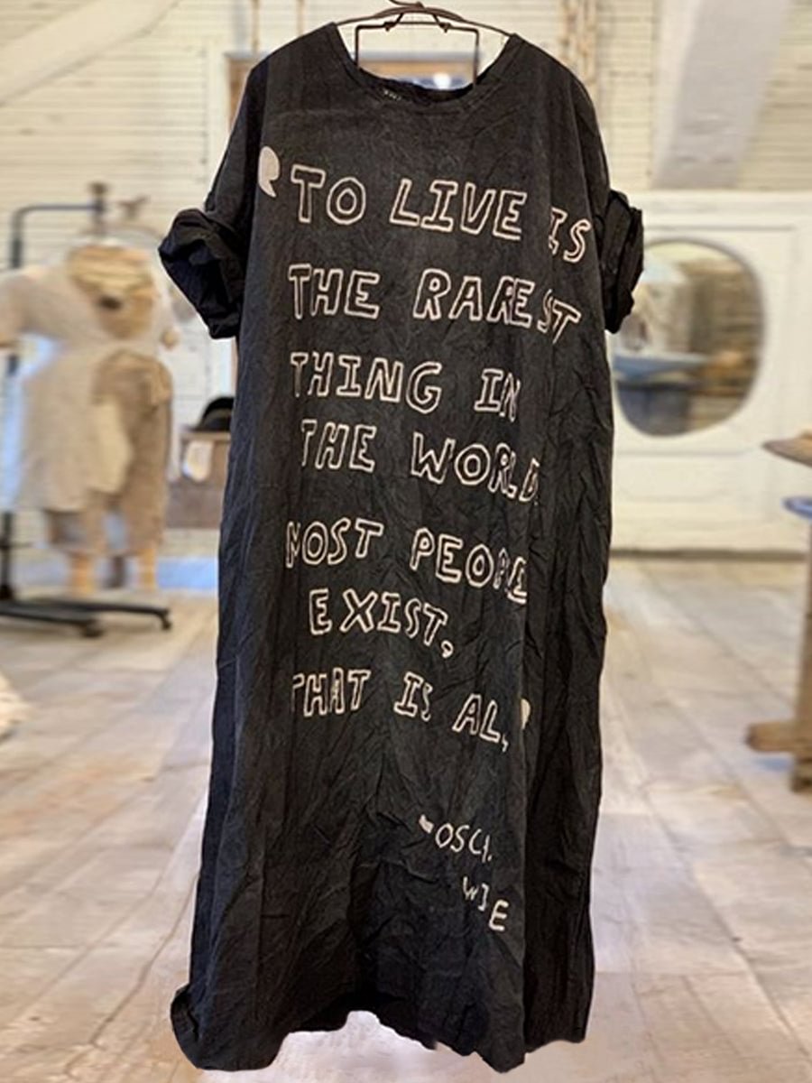Letter Print Casual Shift Dress