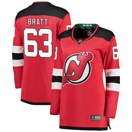 Women's New Jersey Devils #63 Jesper Bratt  Red Player Jersey