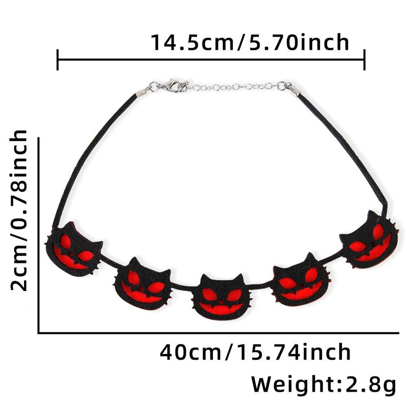 Halloween Minimalist Bat Skull Felt Cloth Holiday Daily Party Necklace