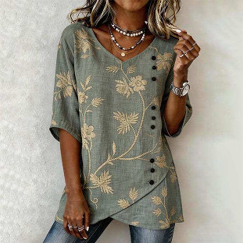 Women's Vintage Floral Art Shirt artswardrobe