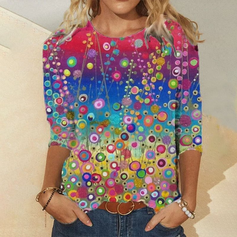 Women's long sleeve gradient graphic tees