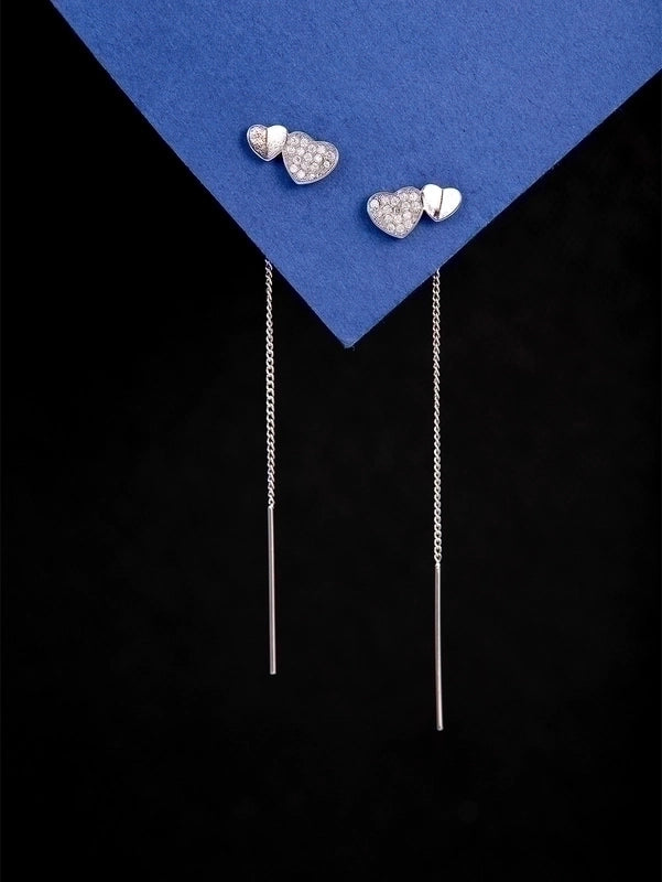 1 Pair Fairy Style Casual Heart Shape Solid Color Inlay Copper Zircon Drop Earrings