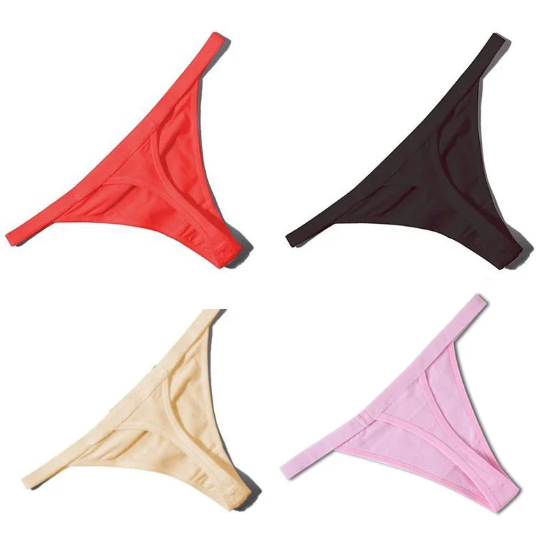 Sexy Women Cotton G String Thongs Low Waist Seamless Female Underpants Comfortable Ladies Underwear Lingerie 3/4 Pcs