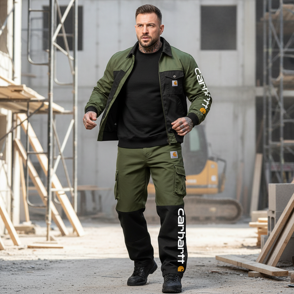 Men's Vintage Outdoor Military Green Black Workwear Cargo Pants