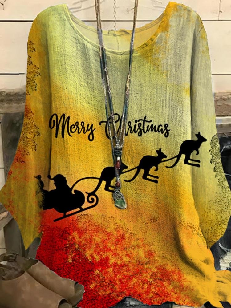 Women's Christmas Theme Sleigh Printed T-Shirt