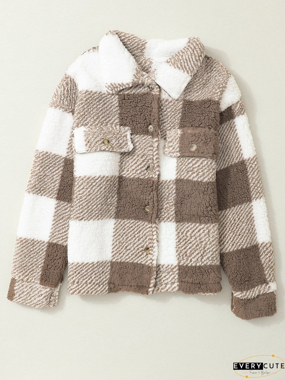 Casual Plaid Sherpa Jacket for Fall/Winter