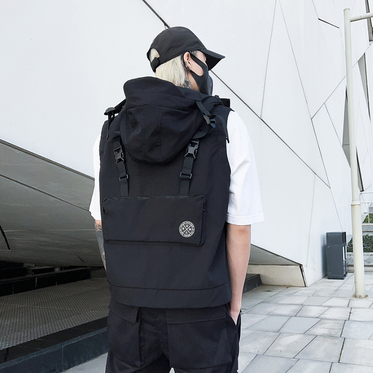 Dawfashion Techwear Streetwear-Spring Trendy Fried Street aHandsome Loose Hooded Cargo Vest Jackets-Streetfashion-Darkwear-Techwear